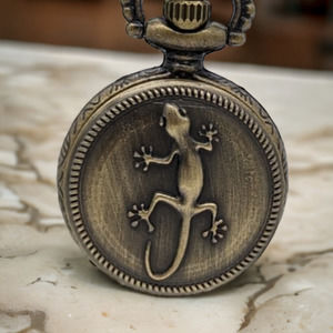 Lizard Pocket Watch NEW Necklace Chameleon Gecko Iguana Gift Lover